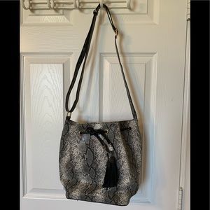 Snakeskin Print Bucket Bag
